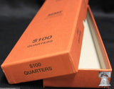 Quarter Coin Holder Roll ORANGE Storage Box MMF Holds up to 10 Rolls $100 Case