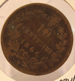 1866 N Italy 10 Centesimi Bronze Coin and Holder Thecoindigger World Coins