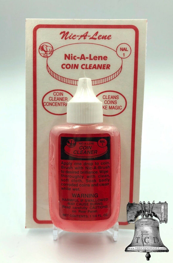 Nic A Lene Coin Cleaner for US Penny Cent Nickel Magic Clean Acid Bottle 1.25oz