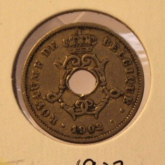 1902 Belgium 10 Centimes Copper Coin with Holder Thecoindigger World Estates - The Coin Digger