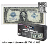 LARGE Semi Rigid Currency Banknote Holder Toploader BCW 9MIL US Bills Topload