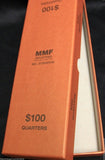 Quarter Coin Holder Roll ORANGE Storage Box MMF Holds up to 10 Rolls $100 Case