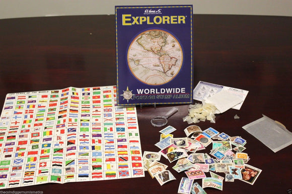 Whitman H.E.HARRIS & CO Explorer Worldwide Stamp Collection Starter Kit + Hinge - The Coin Digger
