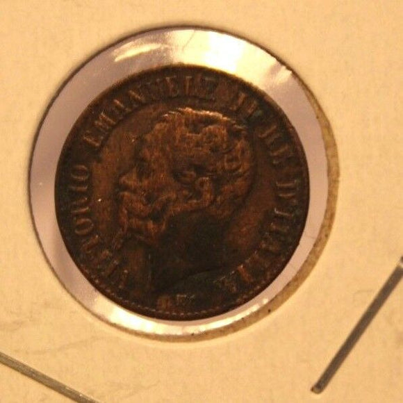 1867 M Italy 1 Centesimo Coin with Holder thecoindigger World Estates - The Coin Digger