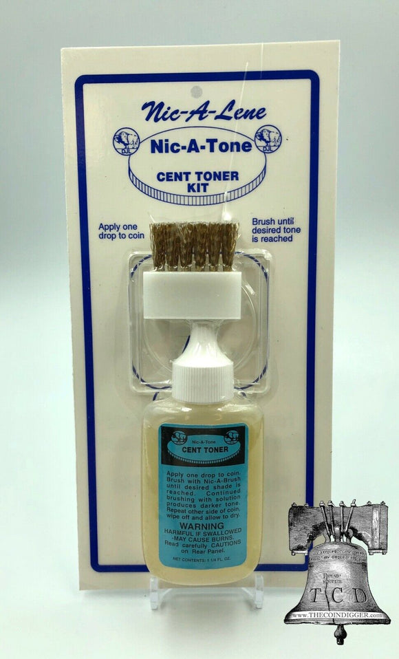 Nic A Tone Kit Penny Cent Toner W/ Brush & Coin Holder Acid Bottle 1.25oz