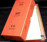 Penny Coin Roll RED Storage Box MMF Holds 20 Rolls Tubes Pennies Cent Holder
