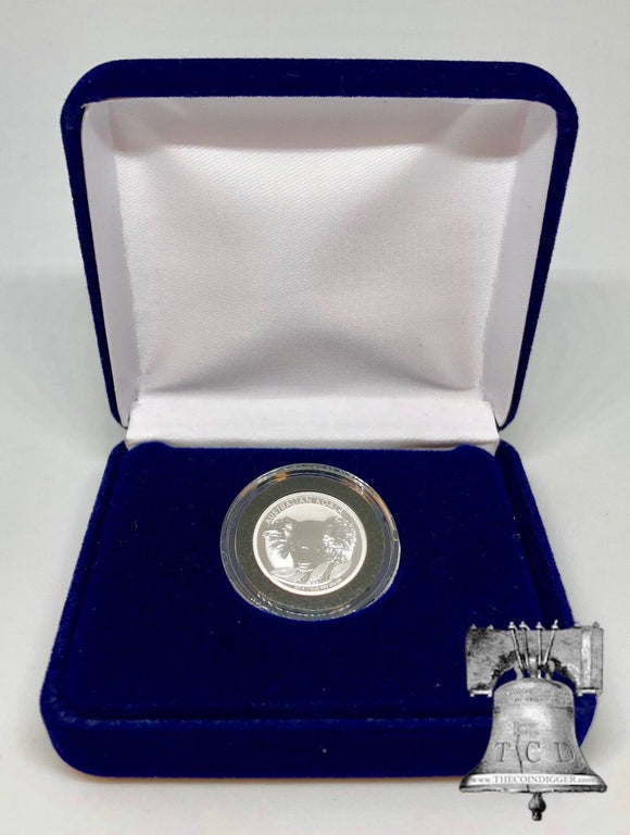 Coin Holder Case Blue Velvet Air-tite Storage Steel Box & Model A Capsule 10-20mm Black - The Coin Digger