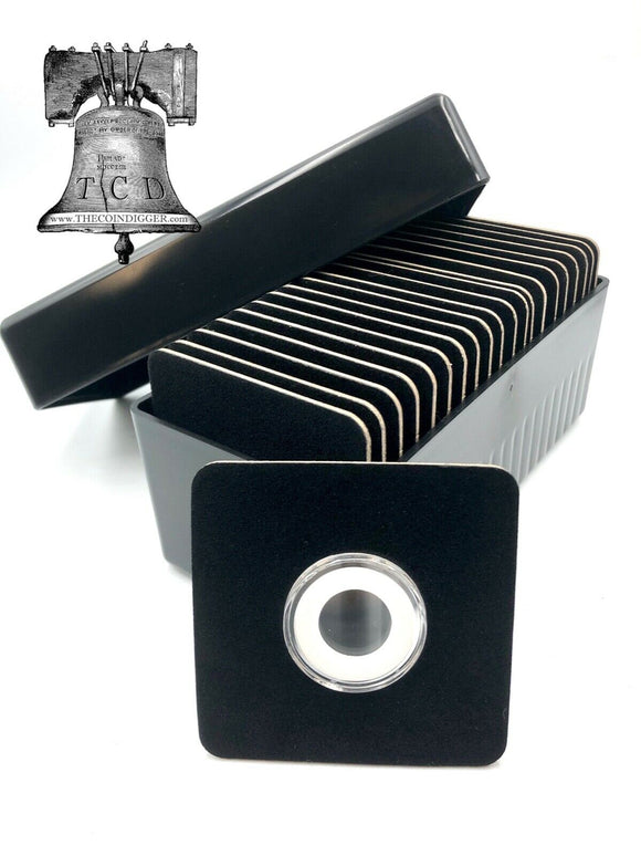 Air-tite Storage Box + 20 Coin Holder Black Velvet Display Card Case + Model A Capsule