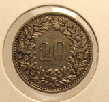 1898 B Switzerland 20 Rappen Key Date Coin with Holder  thecoindigger Display