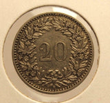 1898 B Switzerland 20 Rappen Key Date Coin with Holder  thecoindigger Display