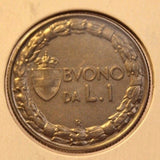 1923 R Italy 1 Lira Coin with Holder Display Display thecoindigger World Estates