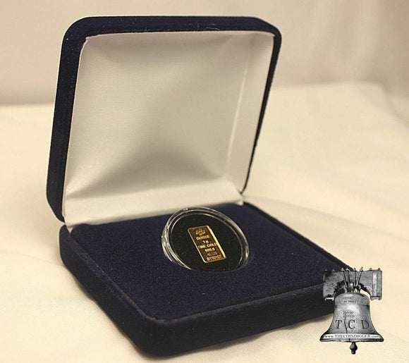 Velvet Air-tite  Storage Box & 1 Gram Colored insert (your Choice) for Silver Gold Bar - The Coin Digger