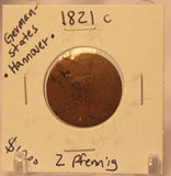 1821 C German Empire 2 Pfennig Coin with Holder thecoindigger World Estates - The Coin Digger