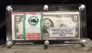 Currency Display Banknote Bundle Strap Case Acrylic Frame Holder Armored Brand