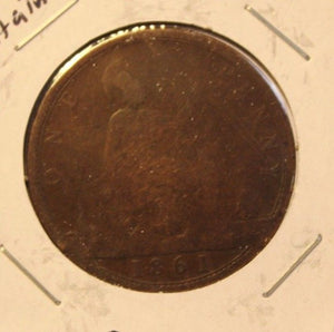 1861 Great Britain Penny Coin with Holder  thecoindigger World Coin Estates