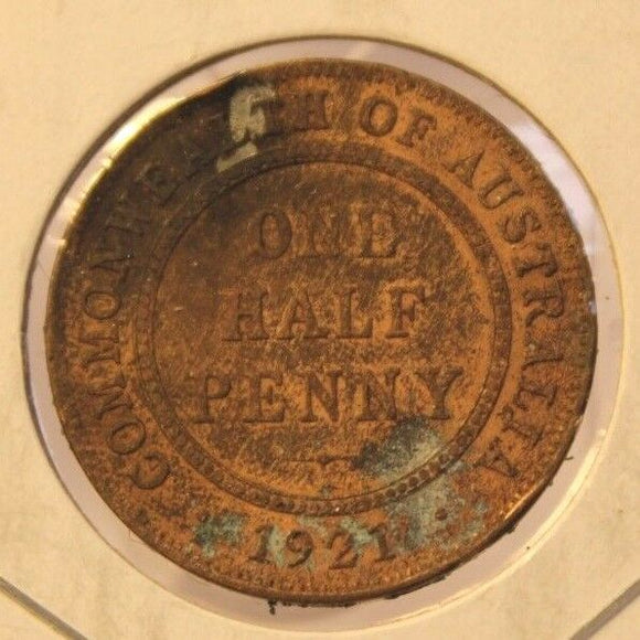 1921S Australia 1/2 Penny Coin with Holder thecoindigger World Coin Estates - The Coin Digger
