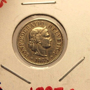 1885 B Switerland 5 Rappen Coin with Holder thecoindigger World Coin Estates