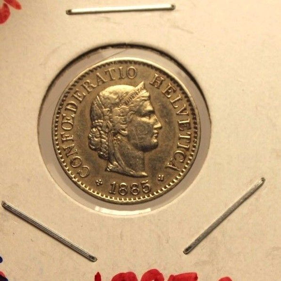 1885 B Switerland 5 Rappen Coin with Holder thecoindigger World Coin Estates