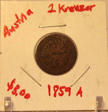 1859 A Austria Kreuzer Coin and Holder Display Thecoindigger World Coins Estates