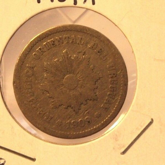 1909 A Uruguay 5 Centismos Coin with Display Holder Thecoindigger World Estates