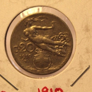 1910 Italy 20 Centesimi Coin with Display Holder thecoindigger World Estate