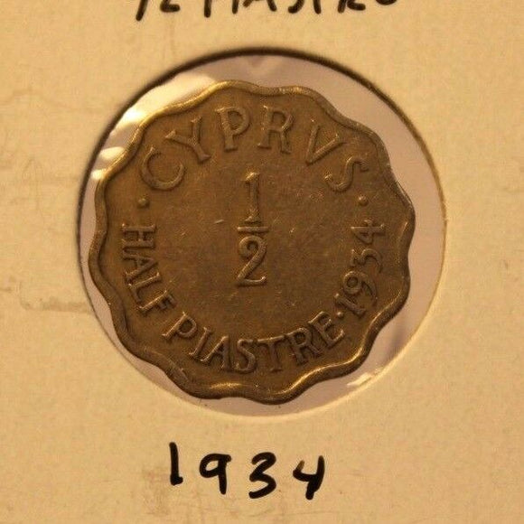 1934 Cyprus 1/2 Piastre  Coin with Display Holder Thecoindigger KEY DATE - The Coin Digger