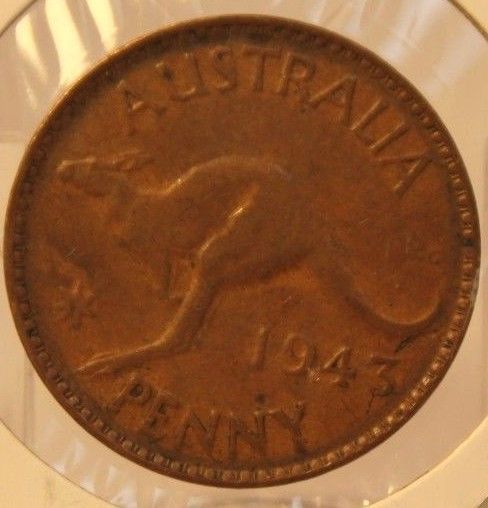1943 M Australia Penny Melbourne Copper Coin & Holder Thecoindigger World Coins