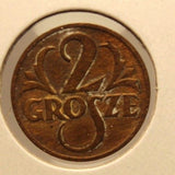 1927 W Poland 2 Grosze Coin with Holder Display thecoindigger World Estate