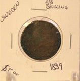 1839 Sweden 2/3 Skilling Coin with Holder thecoindigger World Coin Estates