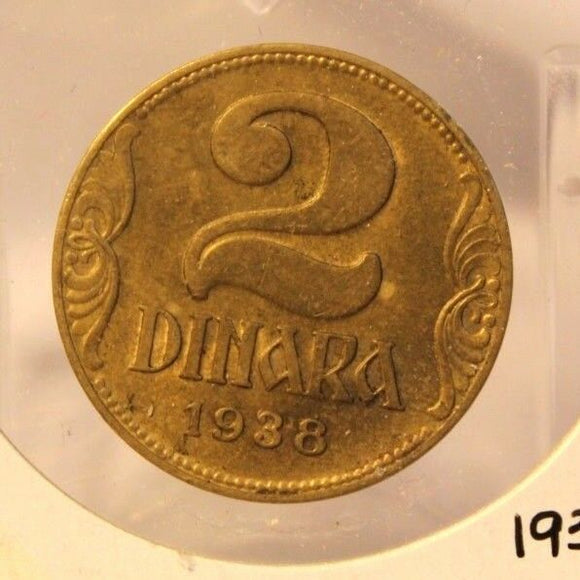 1938 Yugoslavia 2 Dinar Coin with Display Holder thecoindigger World Estate - The Coin Digger