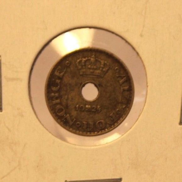 1924 Norway 10 Ore Lyoness Symbol Coin with Holder thecoindigger World Estate