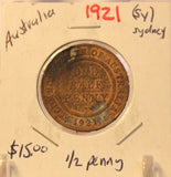 1921S Australia 1/2 Penny Coin with Holder thecoindigger World Coin Estates - The Coin Digger