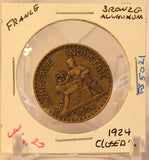 1924 France 2 Franc "Closed 2" Bronze-Aluminum Coin with Holder Thecoindigger