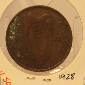 1928 Ireland Bronze Pingin Coin with Holder thecoindigger World Estates - The Coin Digger