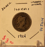 1924 Brazil 100 Reis with Display Holder Thecoindigger World Coins Estate