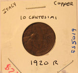 1920 R Italy 10 Centesimi Copper Coin and Holder  Thecoindigger World Coins