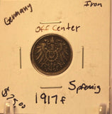 1917 F Germany 5 pfennig Off center Coin with Holder thecoindigger