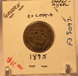 1895 Greece 20 Lepta Coin with Holder thecoindigger World Estates - The Coin Digger