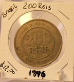 1896 Brazil 200 Reis Coin with Display  Holder thecoindigger World Coin Estates