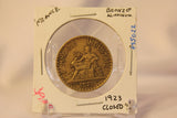 1923 France 2 Franc "Closed 2" Bronze-Aluminum Coin with Holder Thecoindigger