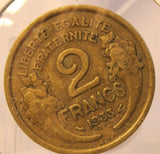 1933 France 2 Franc With Large 2 Bronze Aluminum Coin with Holder Thecoindigger