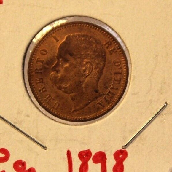 1898 Italy 2 Centesimi Coin with Holder thecoindigger World Estate - The Coin Digger