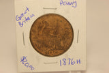 1876 H Great Britain Penny Coin with Holder Display thecoindigger World Estate
