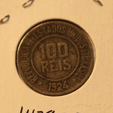 1924 Brazil 100 Reis with Display Holder Thecoindigger World Coins Estate