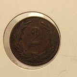 1895 Hungary 2 Filler Bronze Coin with Holder Display thecoindigger World Estate