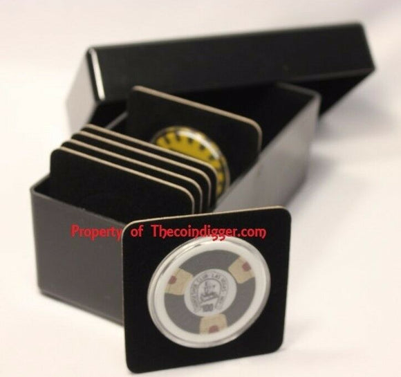 Acrylic Storage Box + 20 BLACK 40mm Coin Holder Capsule Displays - The Coin Digger