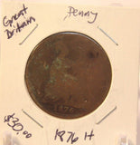 1876 H Great Britain Penny Coin with HolderDisplay thecoindigger World Estates