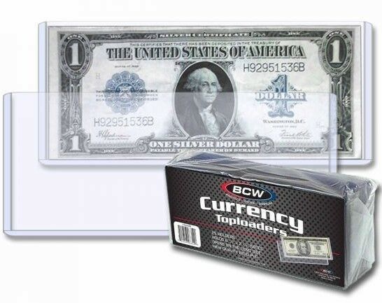 100 Rigid CURRENCY Topload Holder Regular Bill Bank Note Display BCW Thick Case