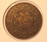 1904 Canada 1 Cent Coin with Display Holder