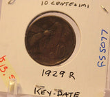 1929 R Italy  Key Date 10 Centesimi Coin with Holder thecoindigger World Estates